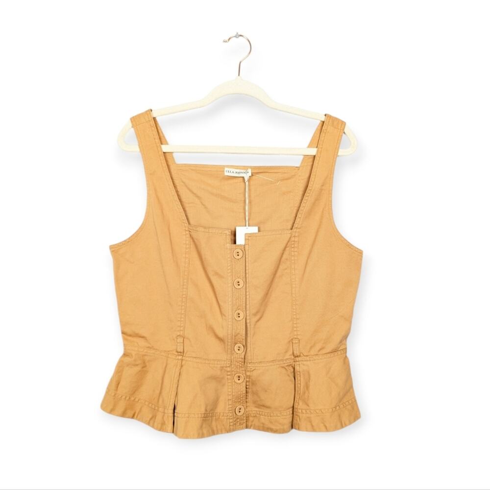 NWT Ulla Johnson Camel Denia Peplum Cotton Top